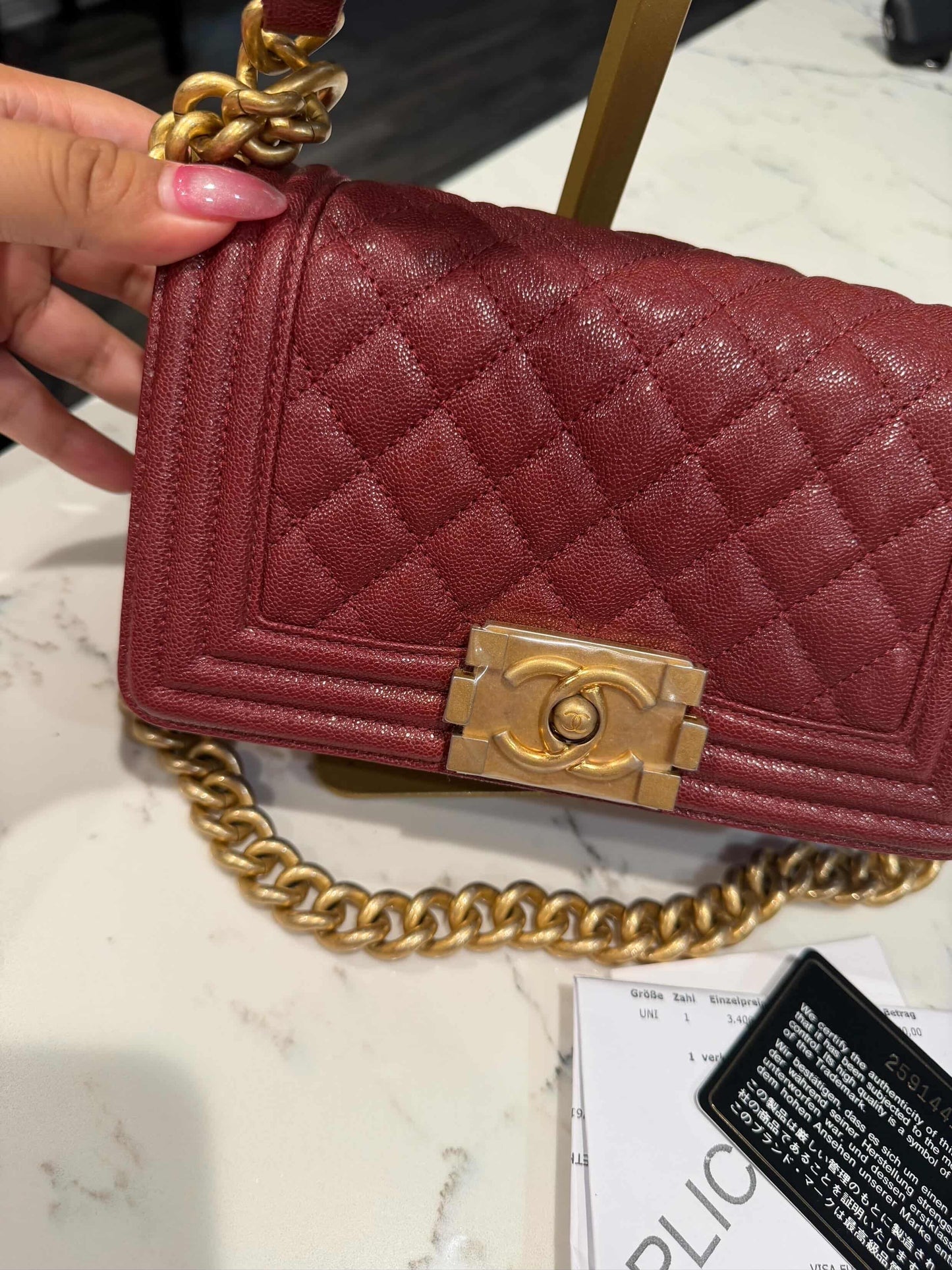 Chanel Caviar Boy Small Burgundy
