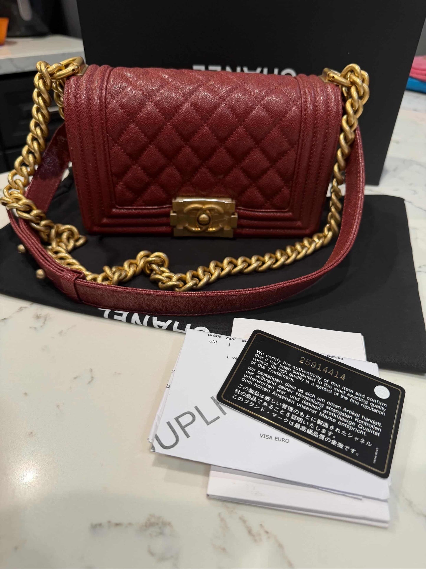 Chanel Caviar Boy Small Burgundy