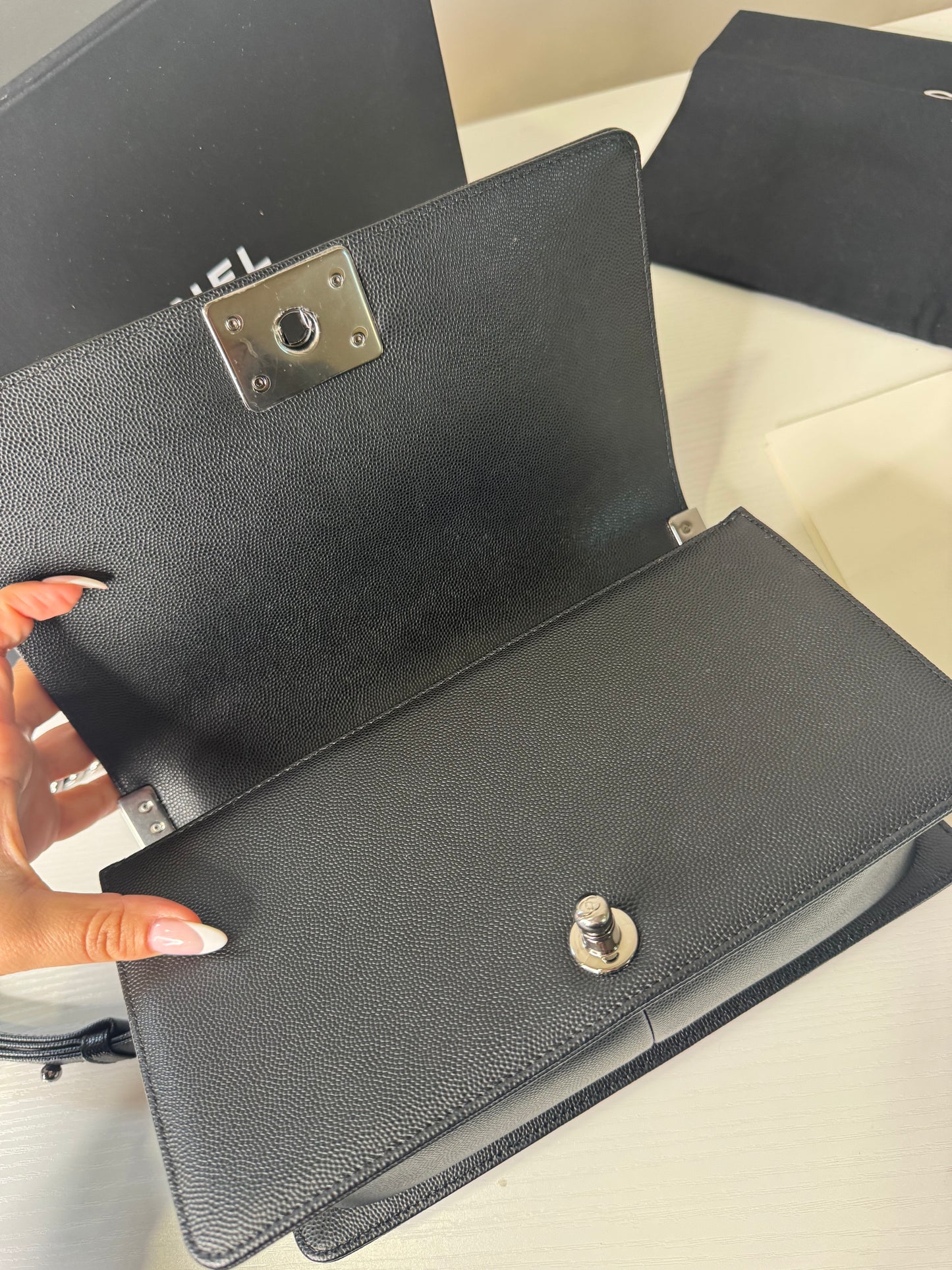 Chanel Chevron Caviar Boy Bag Medium