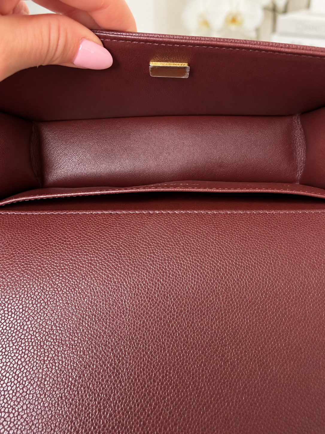Chanel Caviar Boy Brown