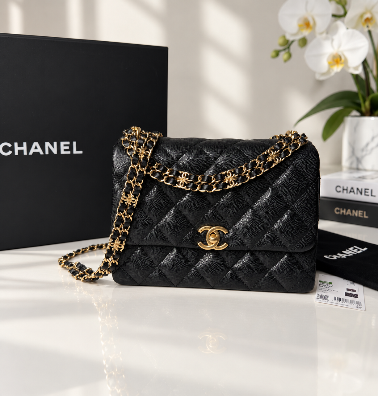 Caviar Quilted Coco First Flap Black