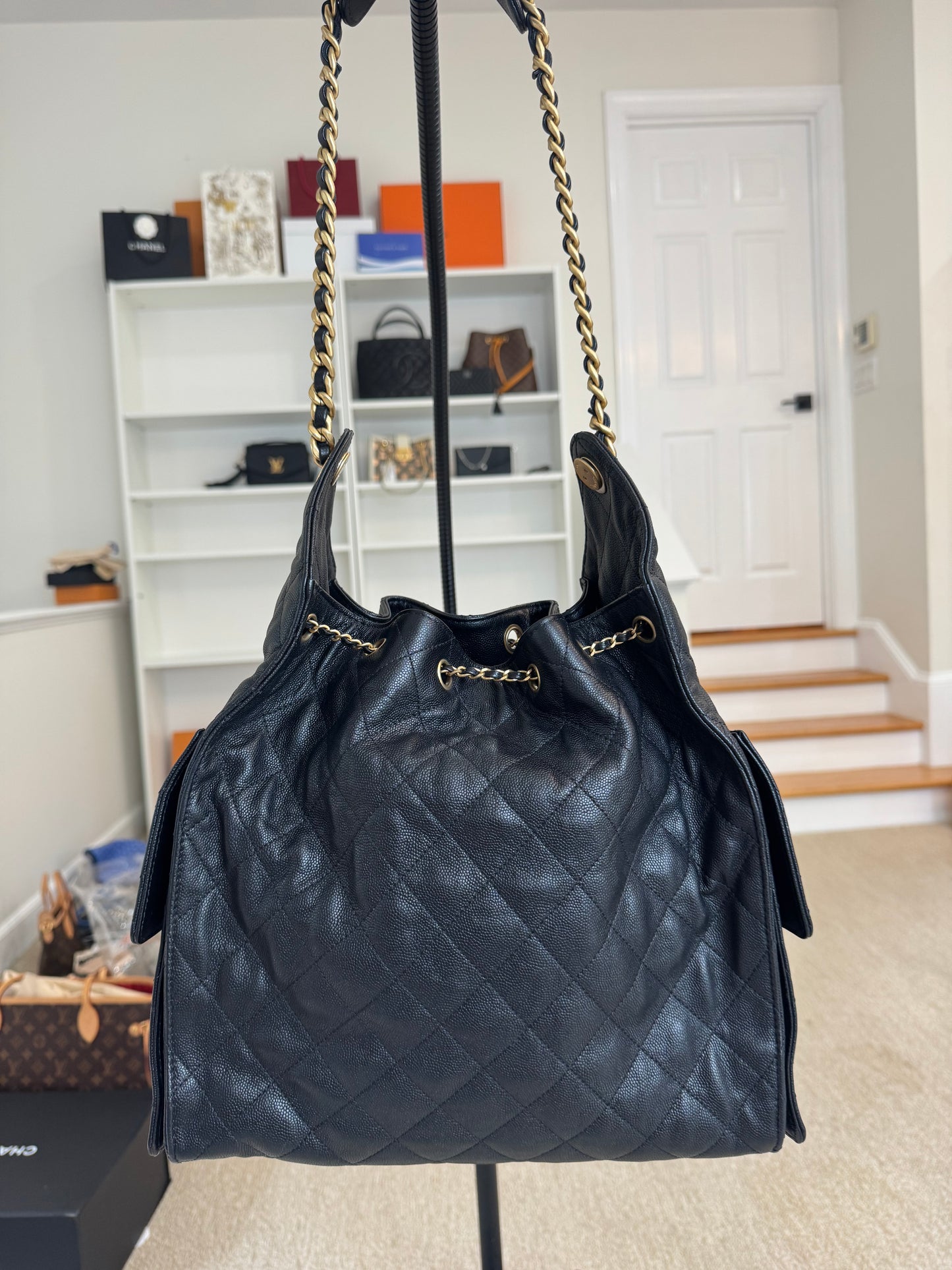 Chanel 25 Medium Black GHW
