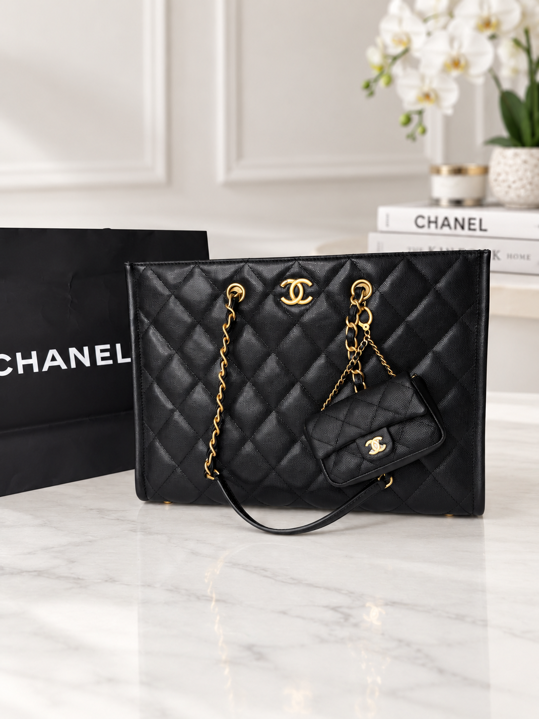 Chanel Caviar 2 in 1 Tote w/ Pouch
