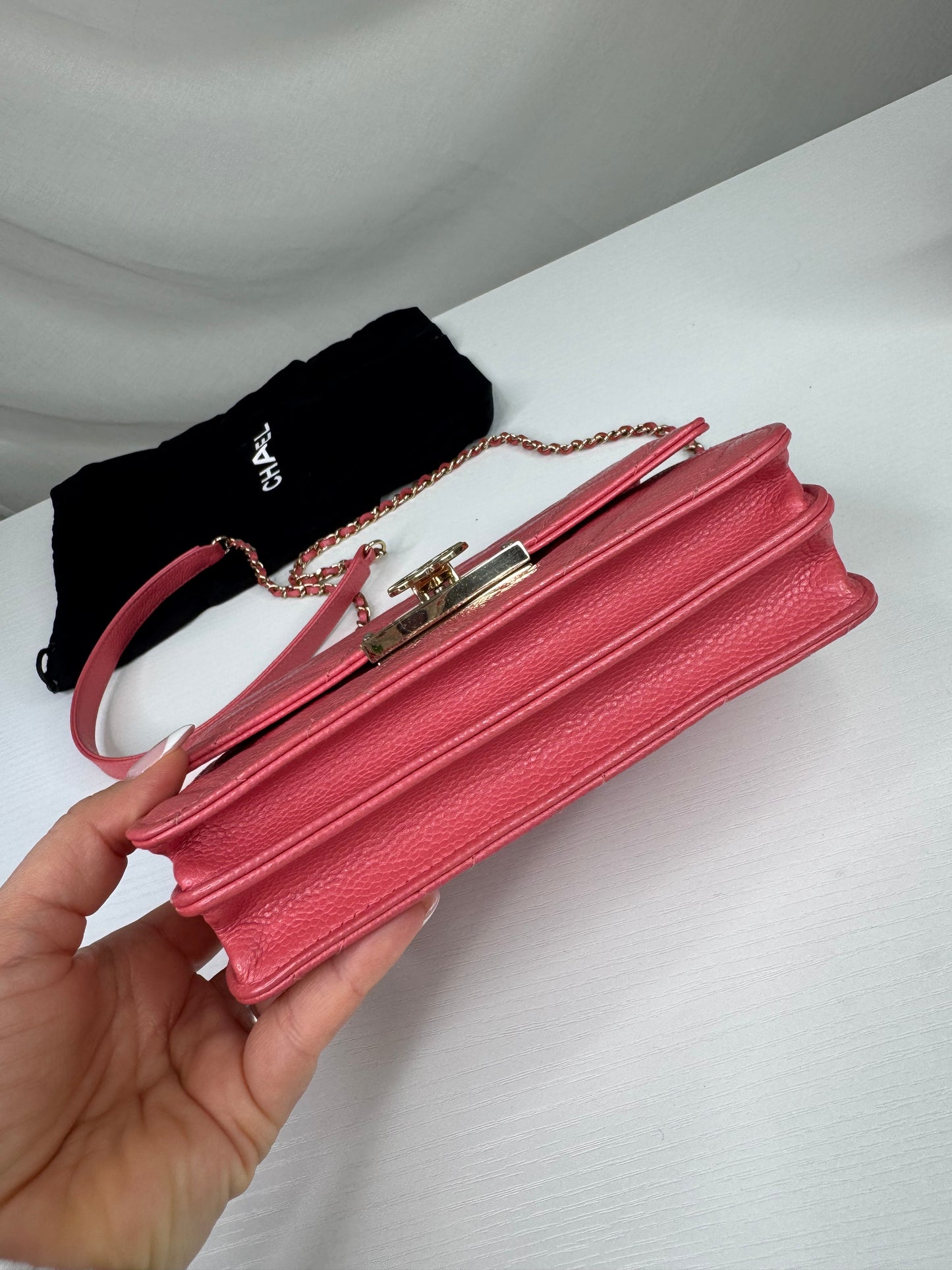 Chanel Caviar Golden Glass WOC GHW