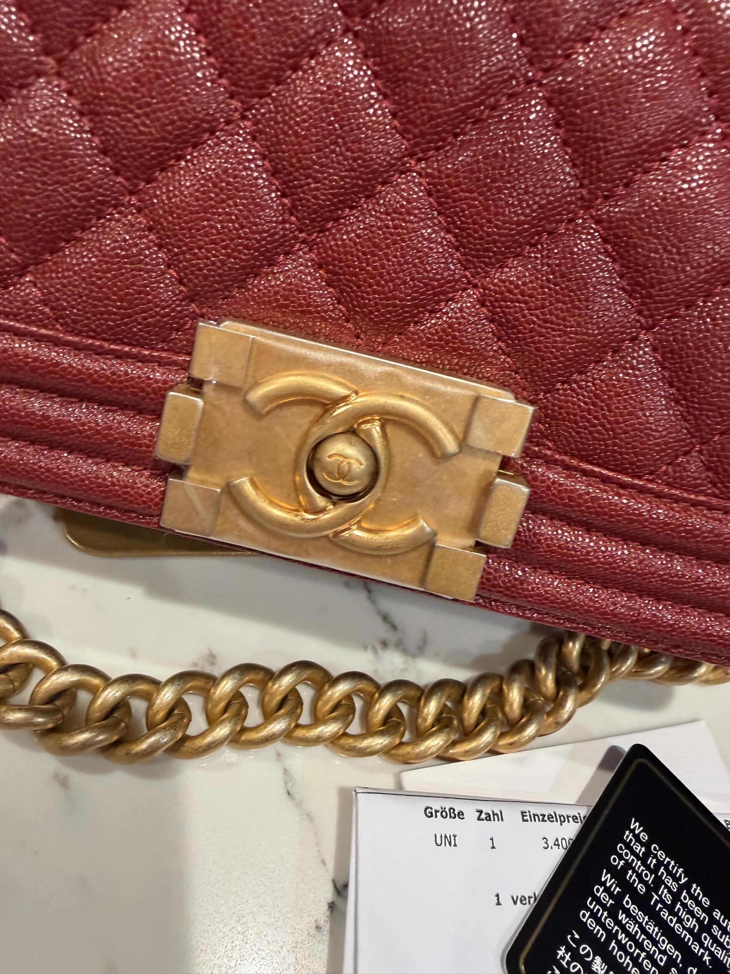 Chanel Caviar Boy Small Burgundy