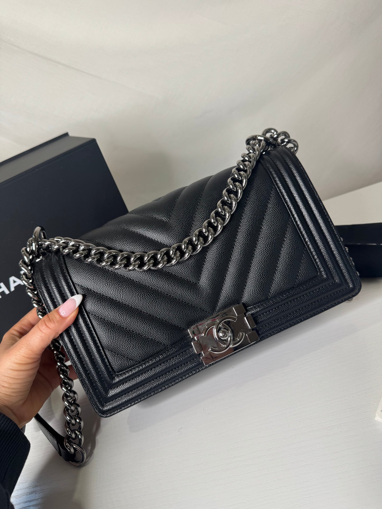 Chanel Chevron Caviar Boy Bag Medium