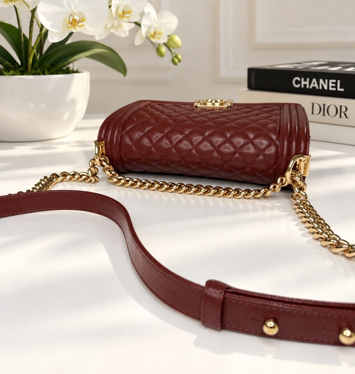 Chanel Caviar Boy Brown