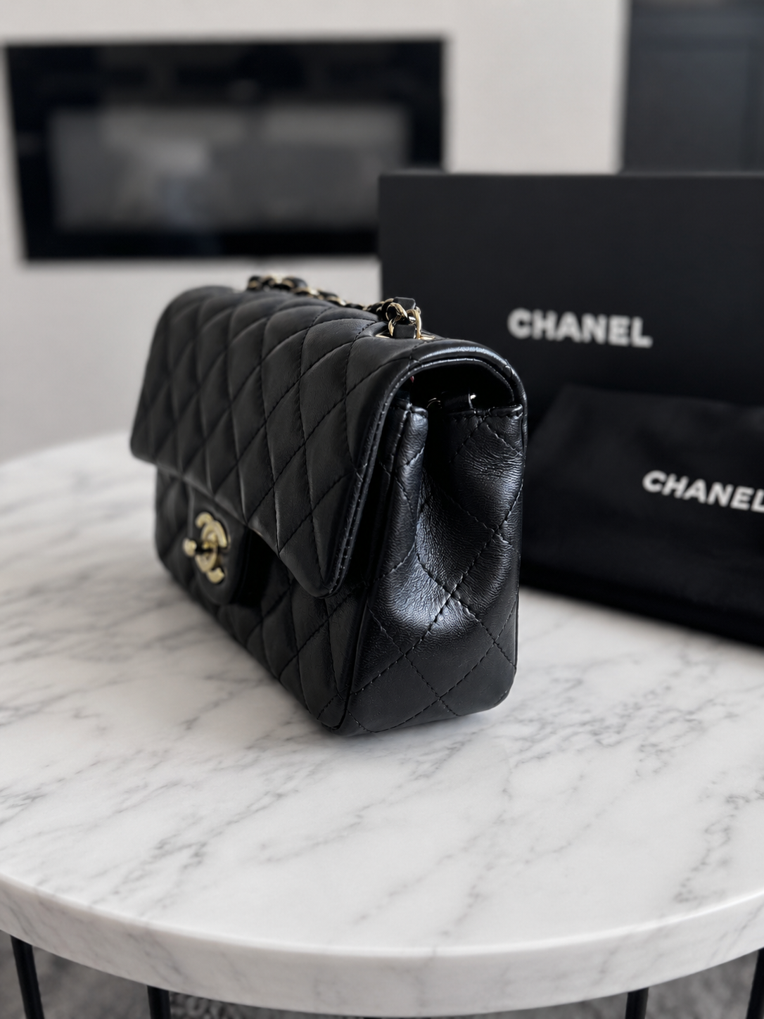 Chanel Mini Lambskin BLK GHW