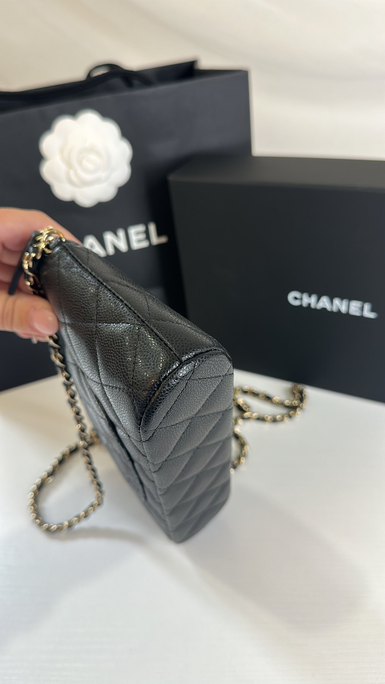 Chanel Caviar Classic Clutch on Chain
