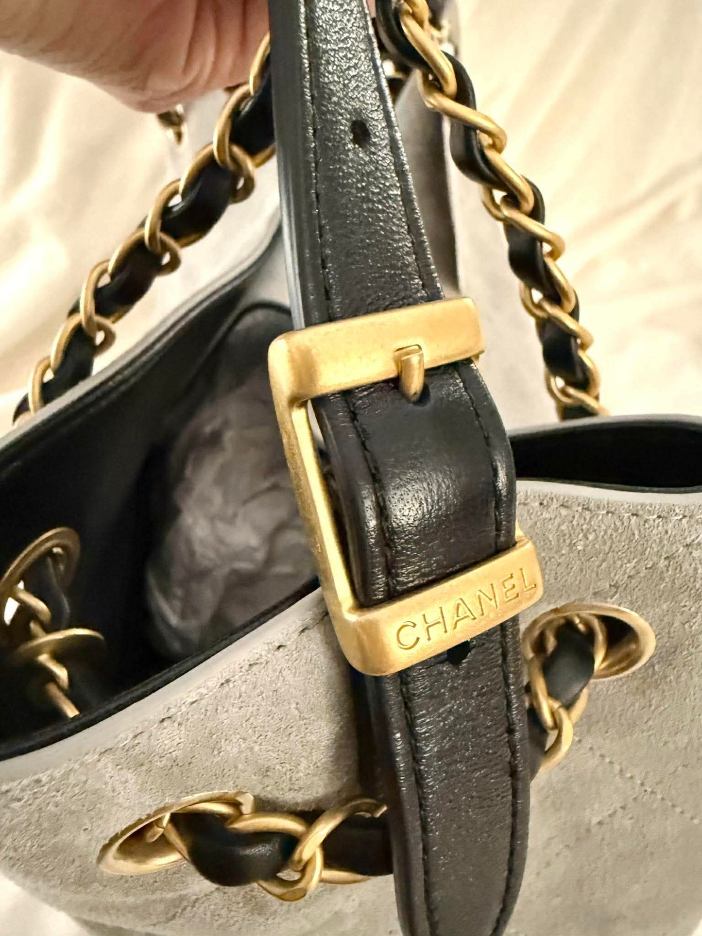 Chanel Hobo Suede Shopping Tote