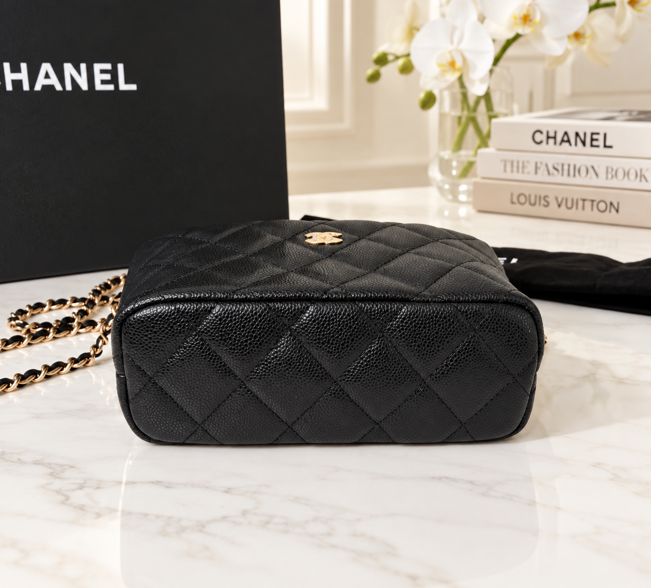 Chanel Caviar Hobo Clutch with Chain