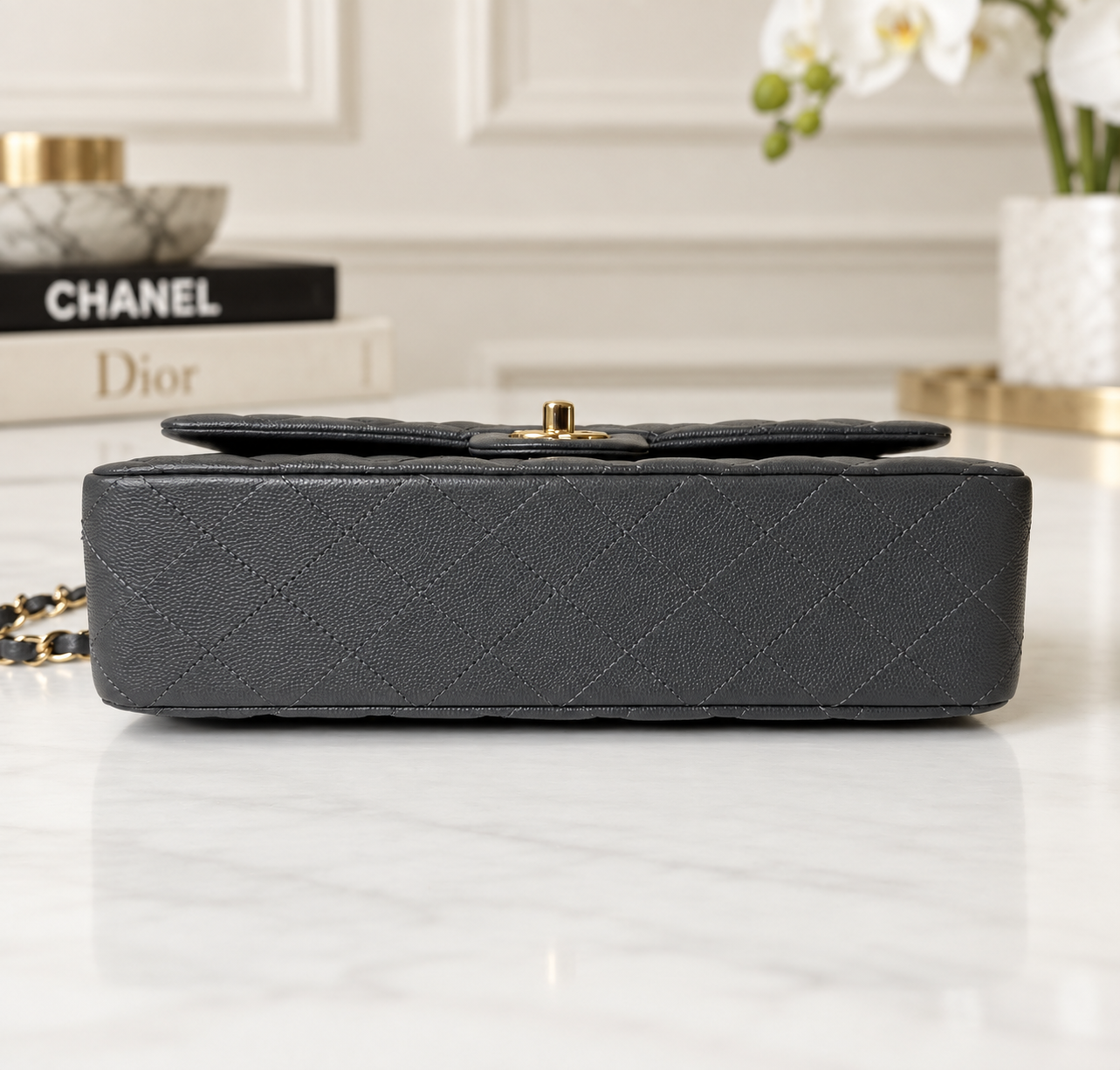 Chanel Caviar Classic Flap Grey GHW