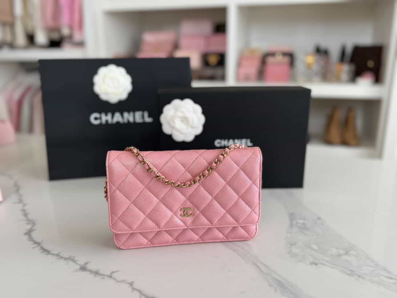 Chanel Caviar Iridescent WOC Pink