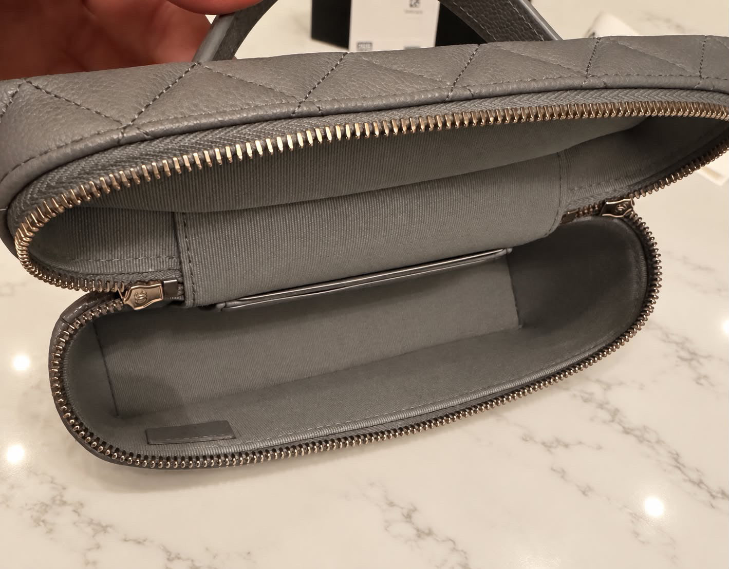 Chanel Caviar Slim Vanity Grey