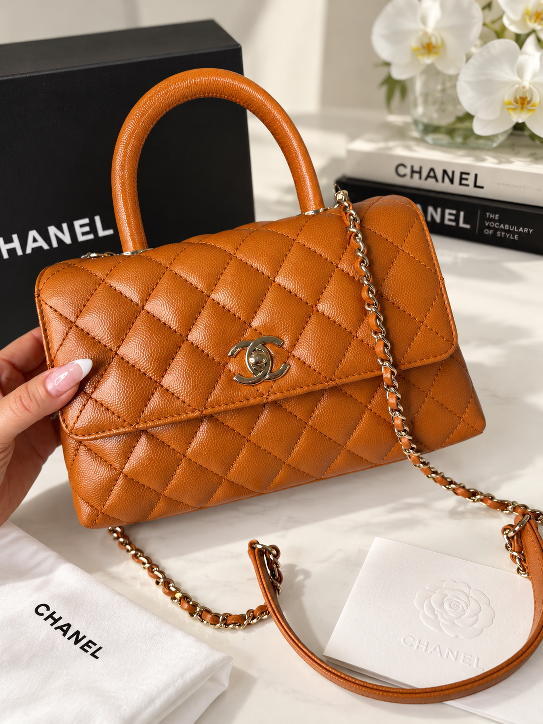 Chanel Caviar Top Handle Small     Re-waffle