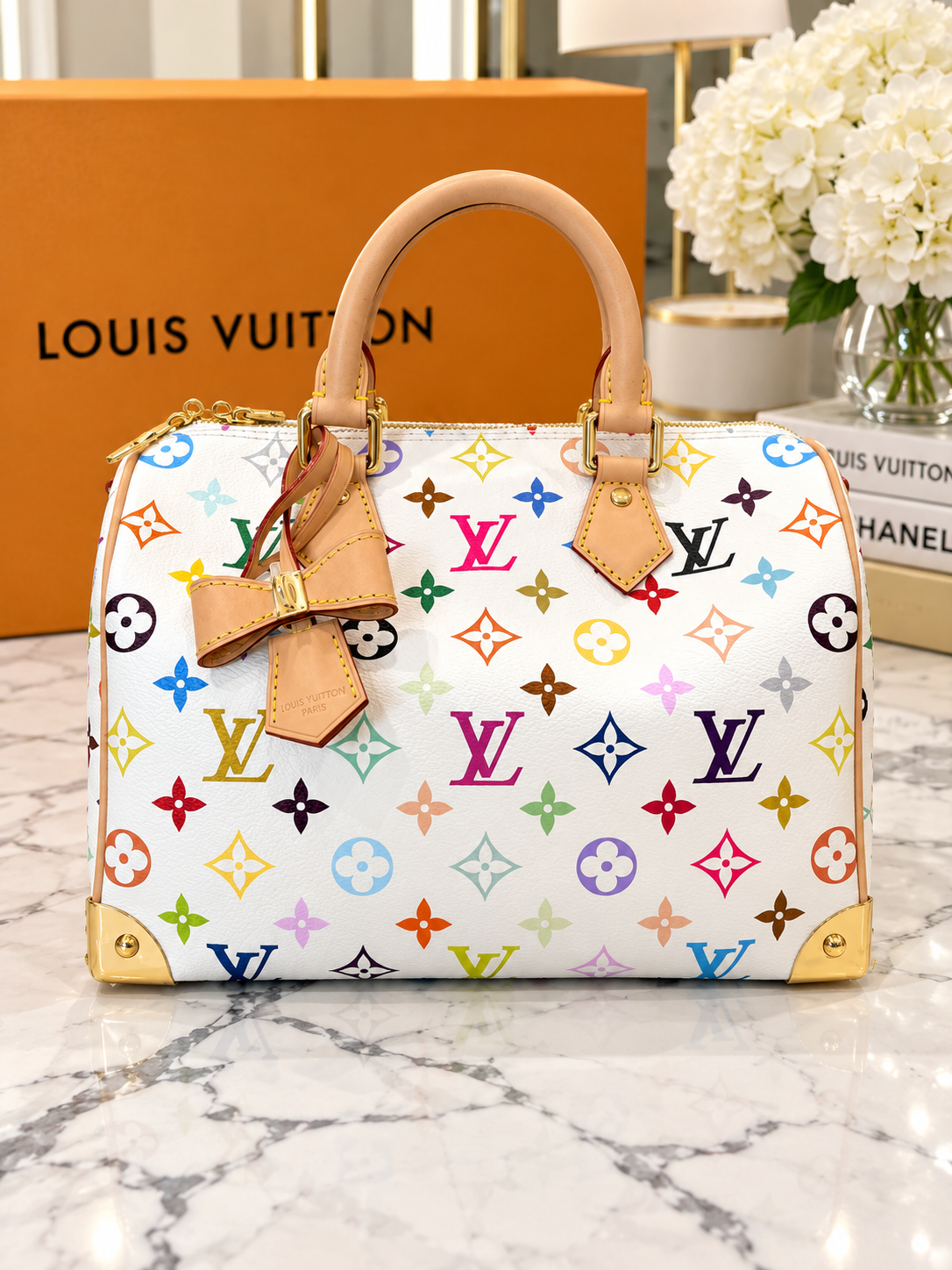 LV X TM Monogram Multicolor Speedy Bandouliere 25 White