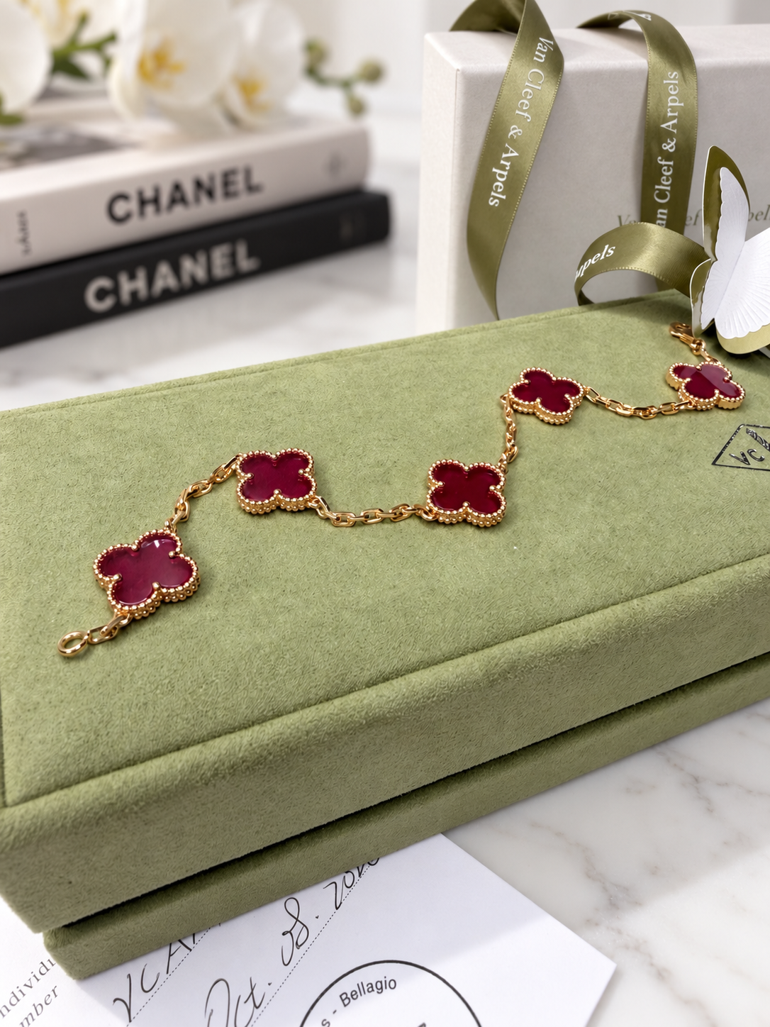 VCA 5 Motif Pink Enamel Bracelet