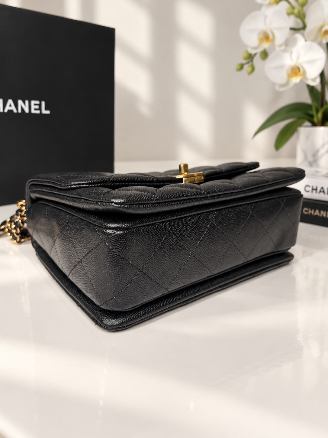 Caviar Quilted Coco First Flap Black