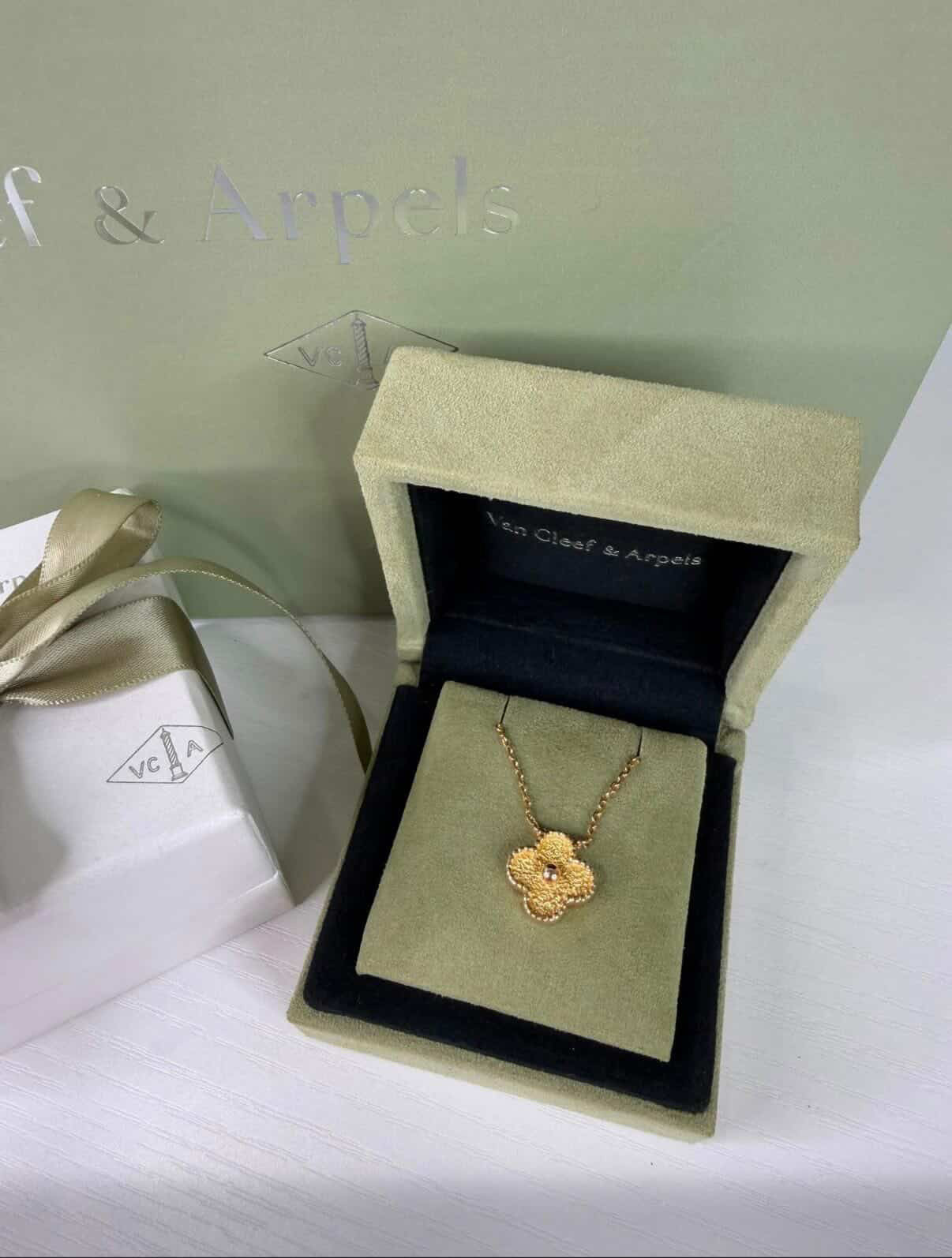 VCA Gold Hammered Necklace