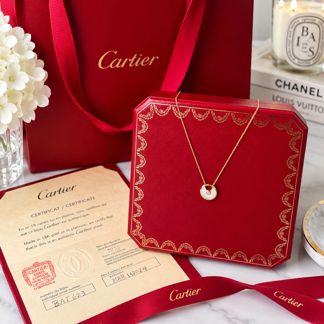 Cartier Amulette de Cartier Necklace Small Model 18K Gold MoP Diamond