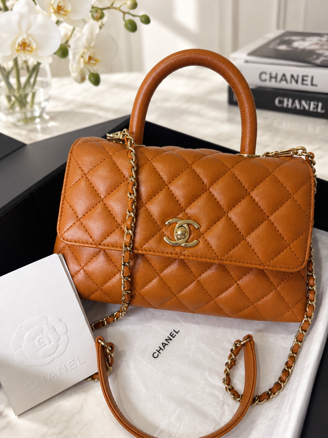 Chanel Caviar Top Handle Small     Re-waffle