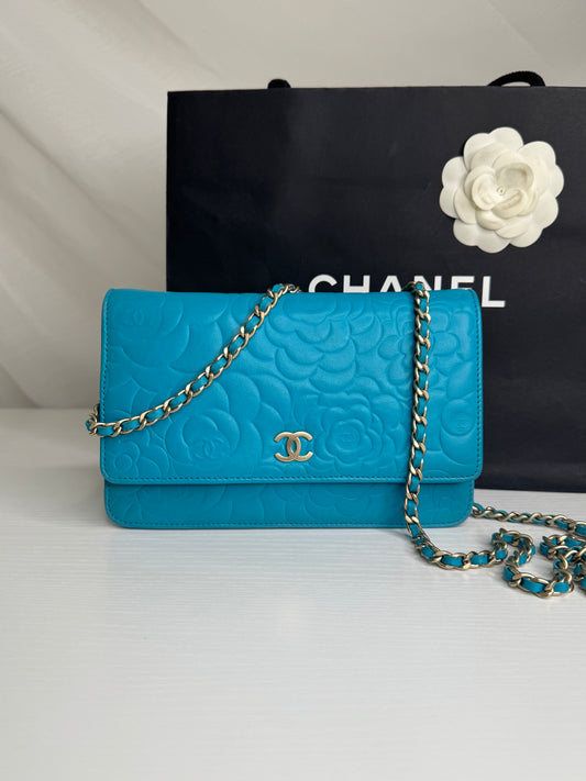 Chanel Camellia WOC Turquoise