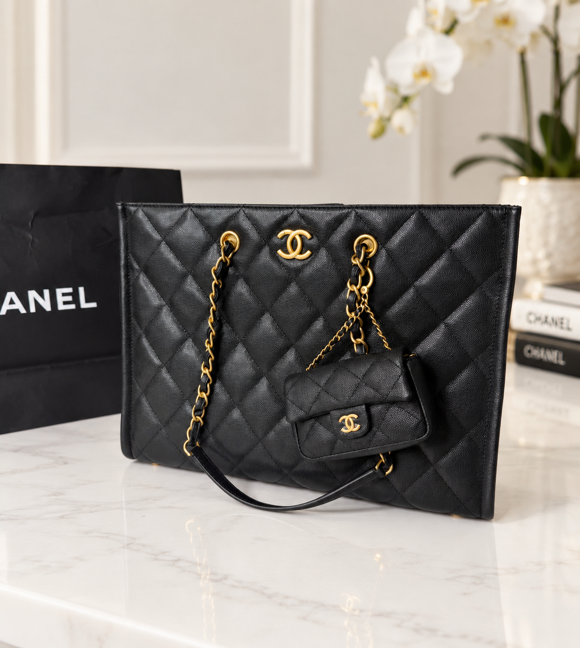 Chanel Caviar 2 in 1 Tote Re-waffle