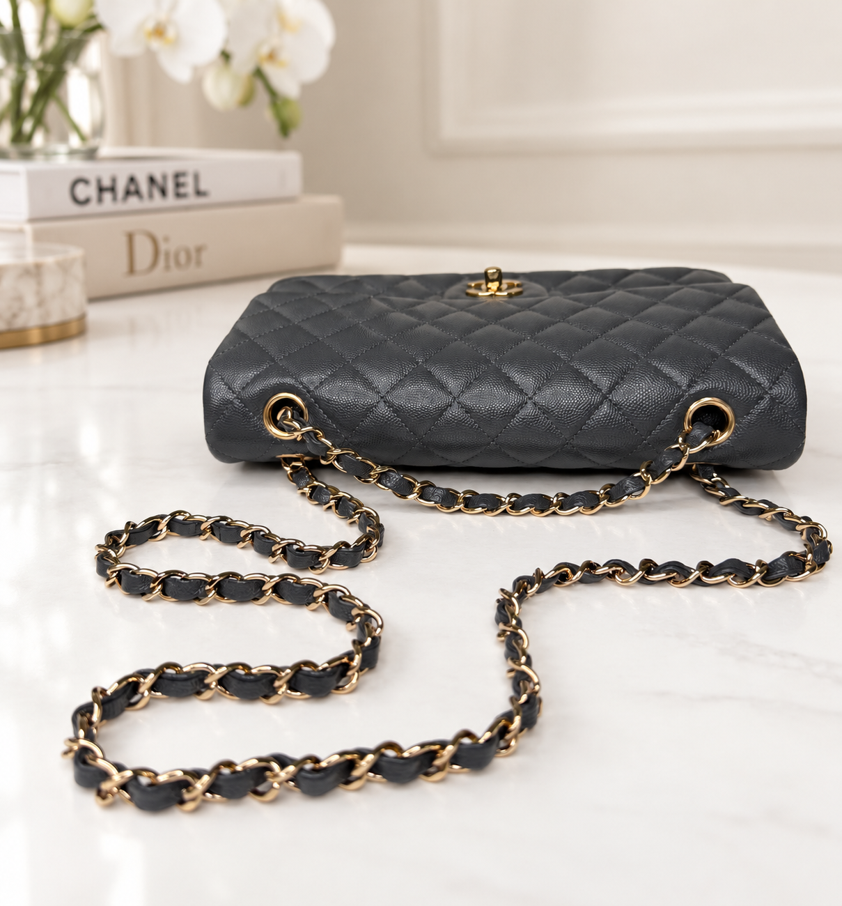 Chanel Caviar Classic Flap Grey GHW