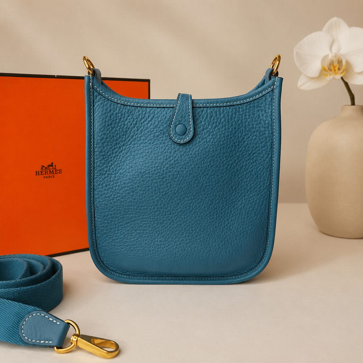 Hermes Evelyn TPM Blue Jean