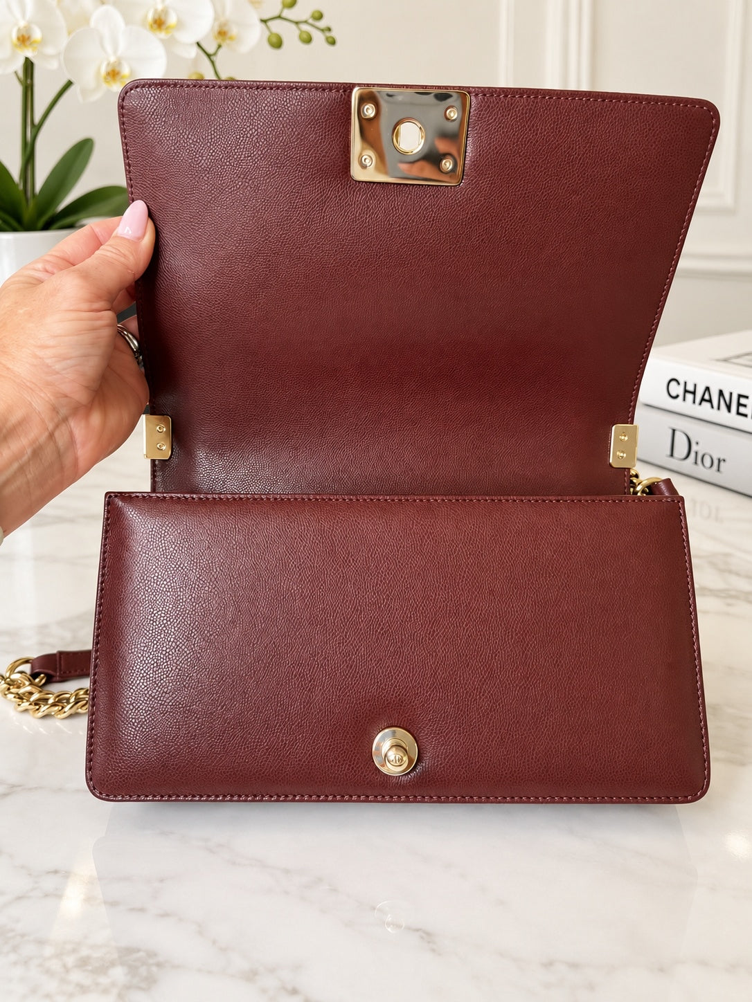 Chanel Caviar Boy Brown