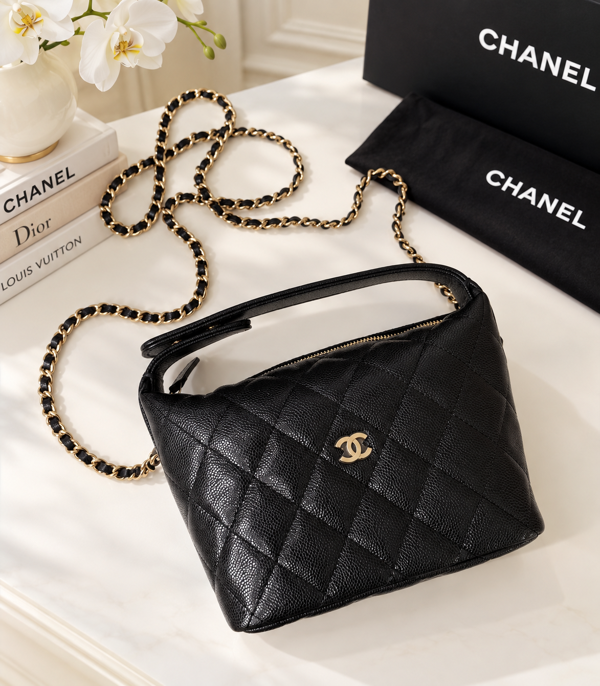 Chanel Caviar Hobo Clutch with Chain