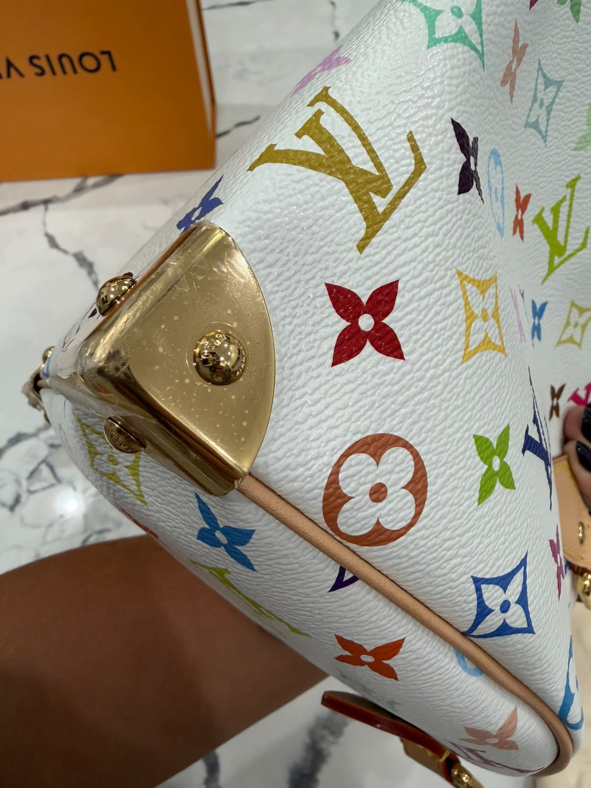 LV X TM Monogram Multicolor Speedy Bandouliere 25 White
