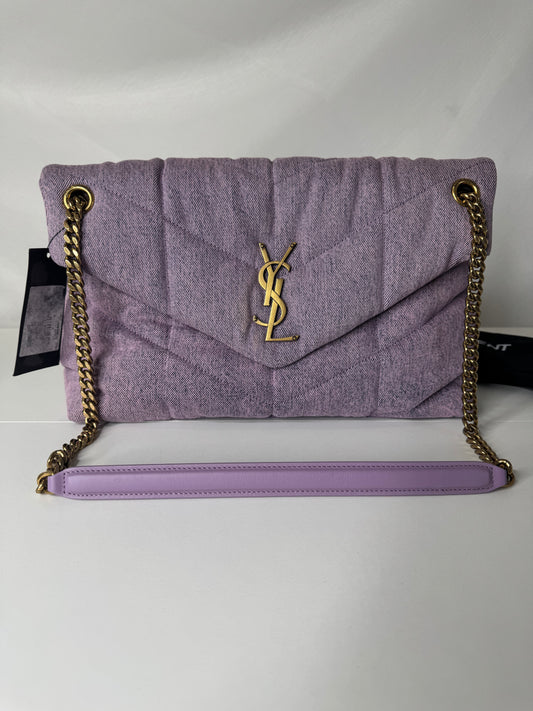 YSL Denim Puffer Purple GHW