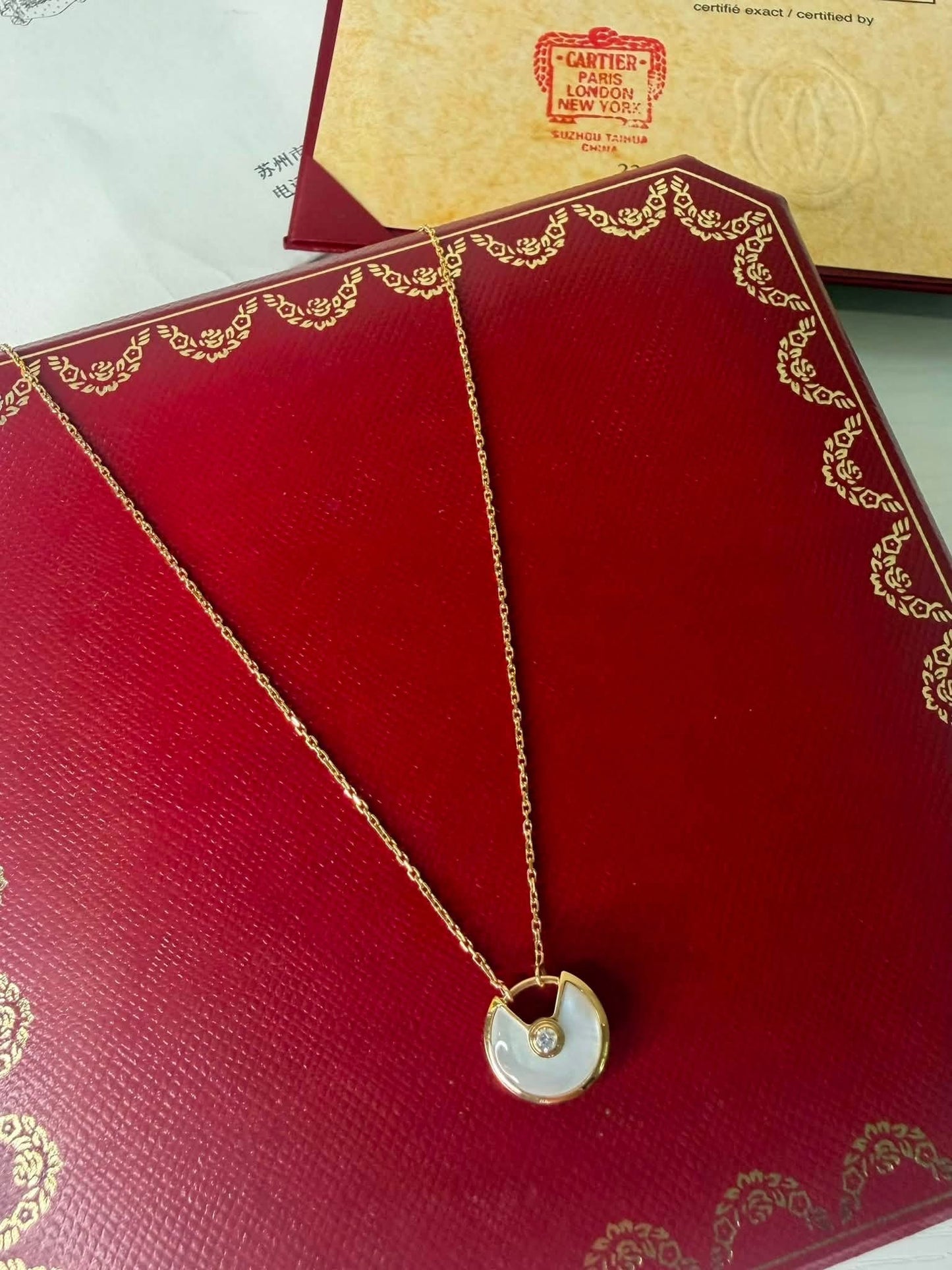 Cartier Amulette de Cartier Necklace Small Model 18K Gold MoP Diamond