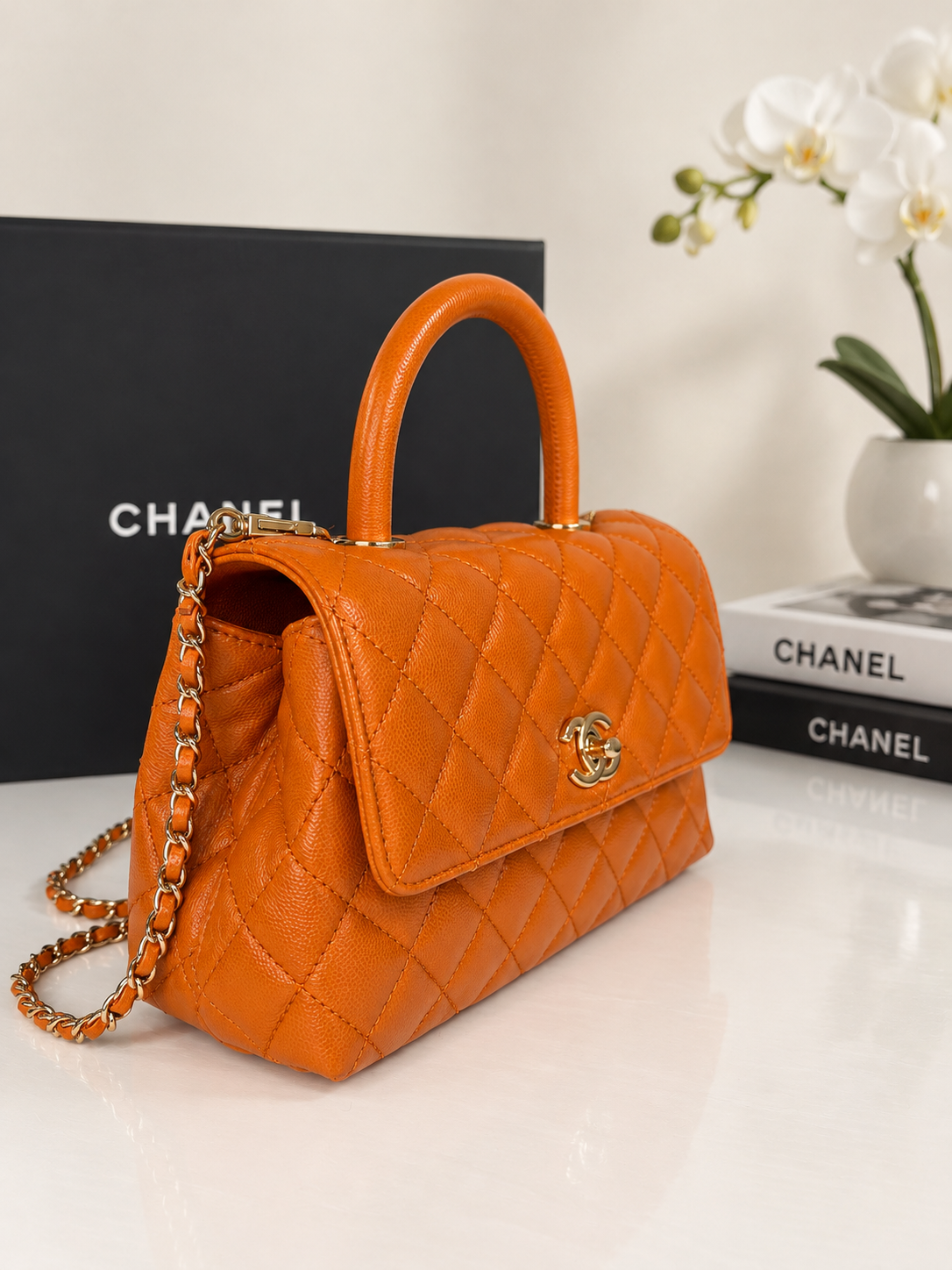Chanel Caviar Top Handle Small     Re-waffle