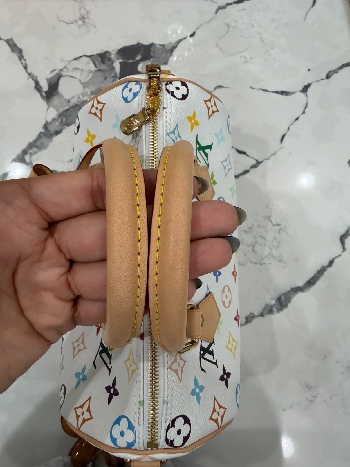 LV X TM Monogram Multicolor Speedy Bandouliere 25 White