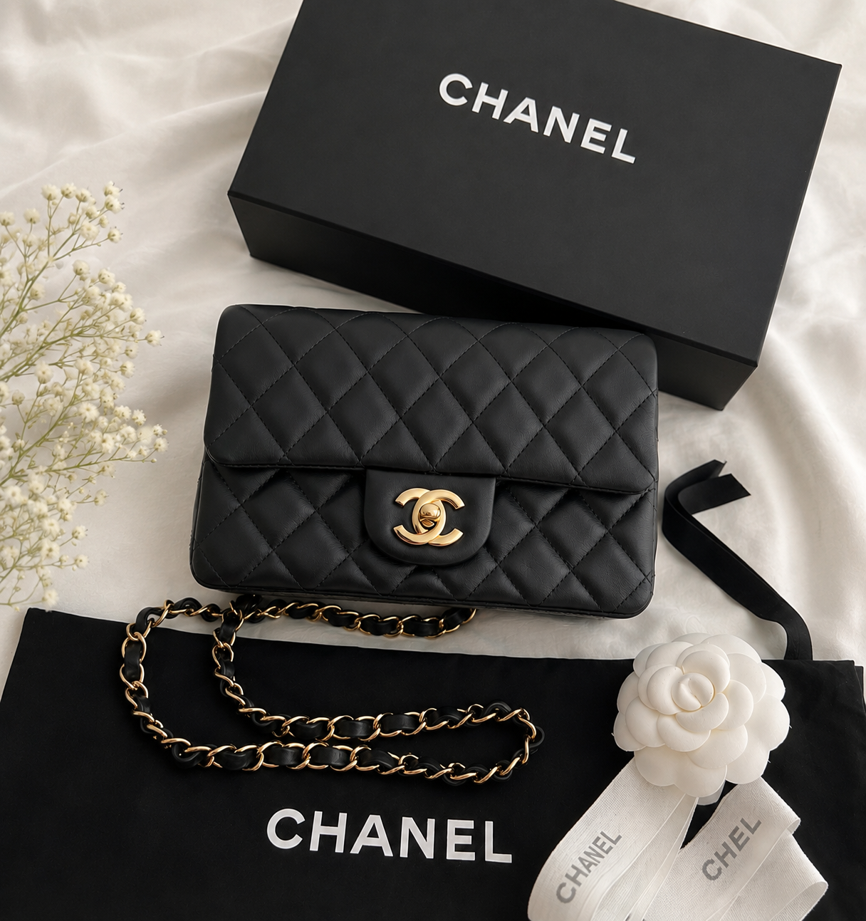 Chanel Mini Black Lambskin GHW